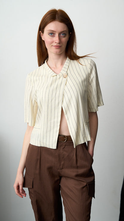 Via Roma - Camicia con righe Burro - Blu