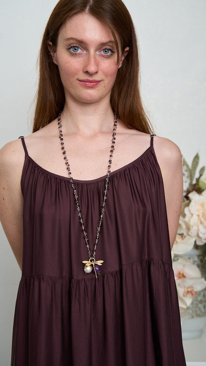 Via Roma - Collana "New Beautiful" Viola - Bianco Perla