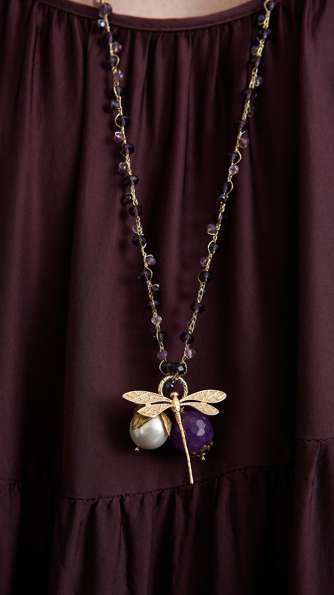 Via Roma - Collana "New Beautiful" Viola - Bianco Perla