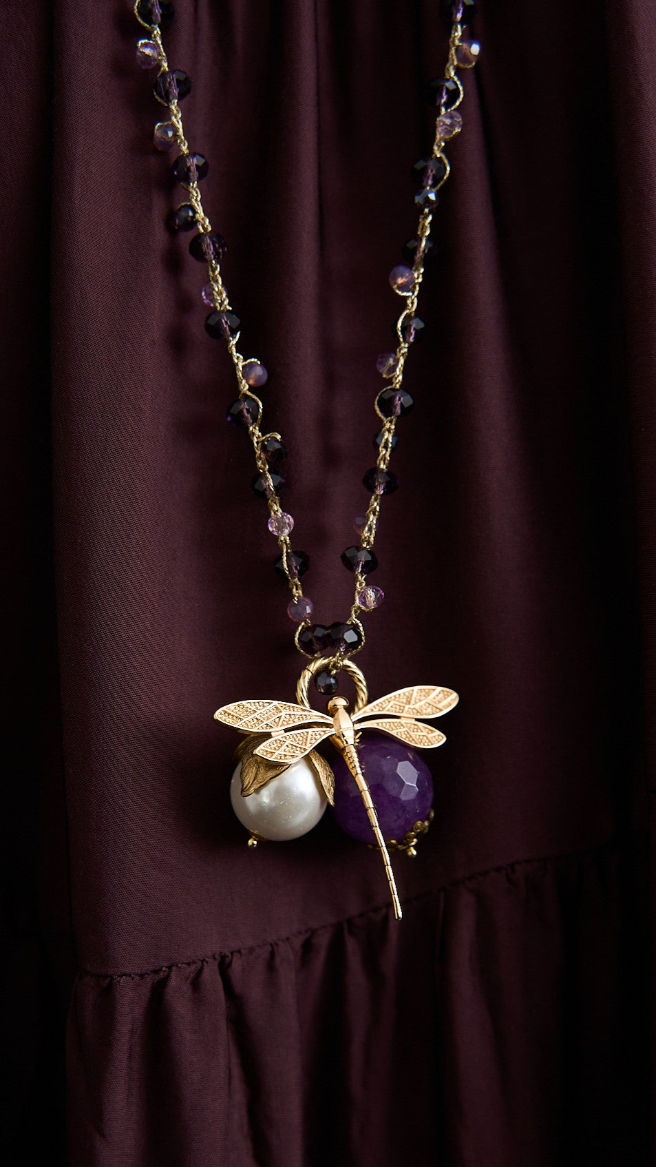 Via Roma - Collana "New Beautiful" Viola - Bianco Perla