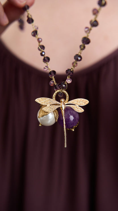 Via Roma - Collana "New Beautiful" Viola - Bianco Perla