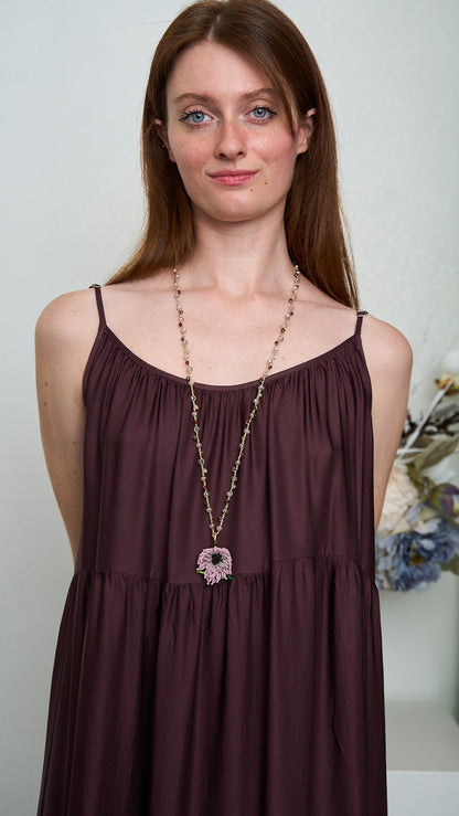 Via Roma - Collana "Anemone" Marrone - Rosa - Verde - Burro