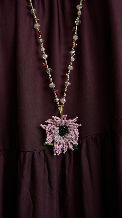 Via Roma - Collana "Anemone" Marrone - Rosa - Verde - Burro