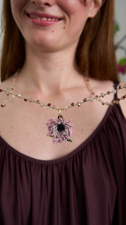 Via Roma - Collana "Anemone" Marrone - Rosa - Verde - Burro