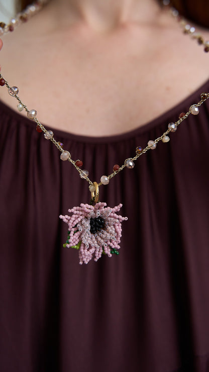 Via Roma - Collana "Anemone" Marrone - Rosa - Verde - Burro