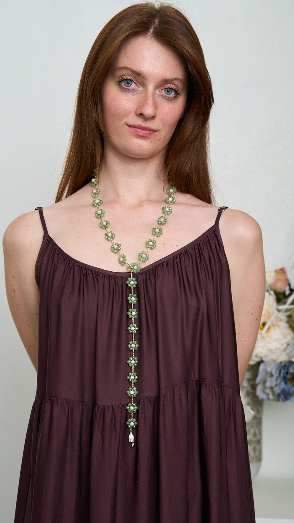 Via Roma - Collana "Fiore Maxi" Verde - Burro
