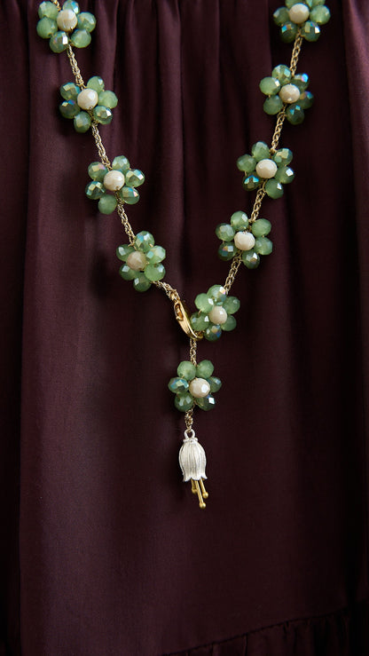 Via Roma - Collana "Fiore Maxi" Verde - Burro