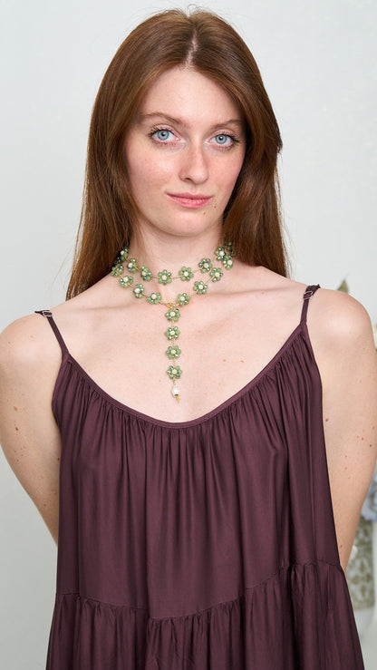 Via Roma - Collana "Fiore Maxi" Verde - Burro