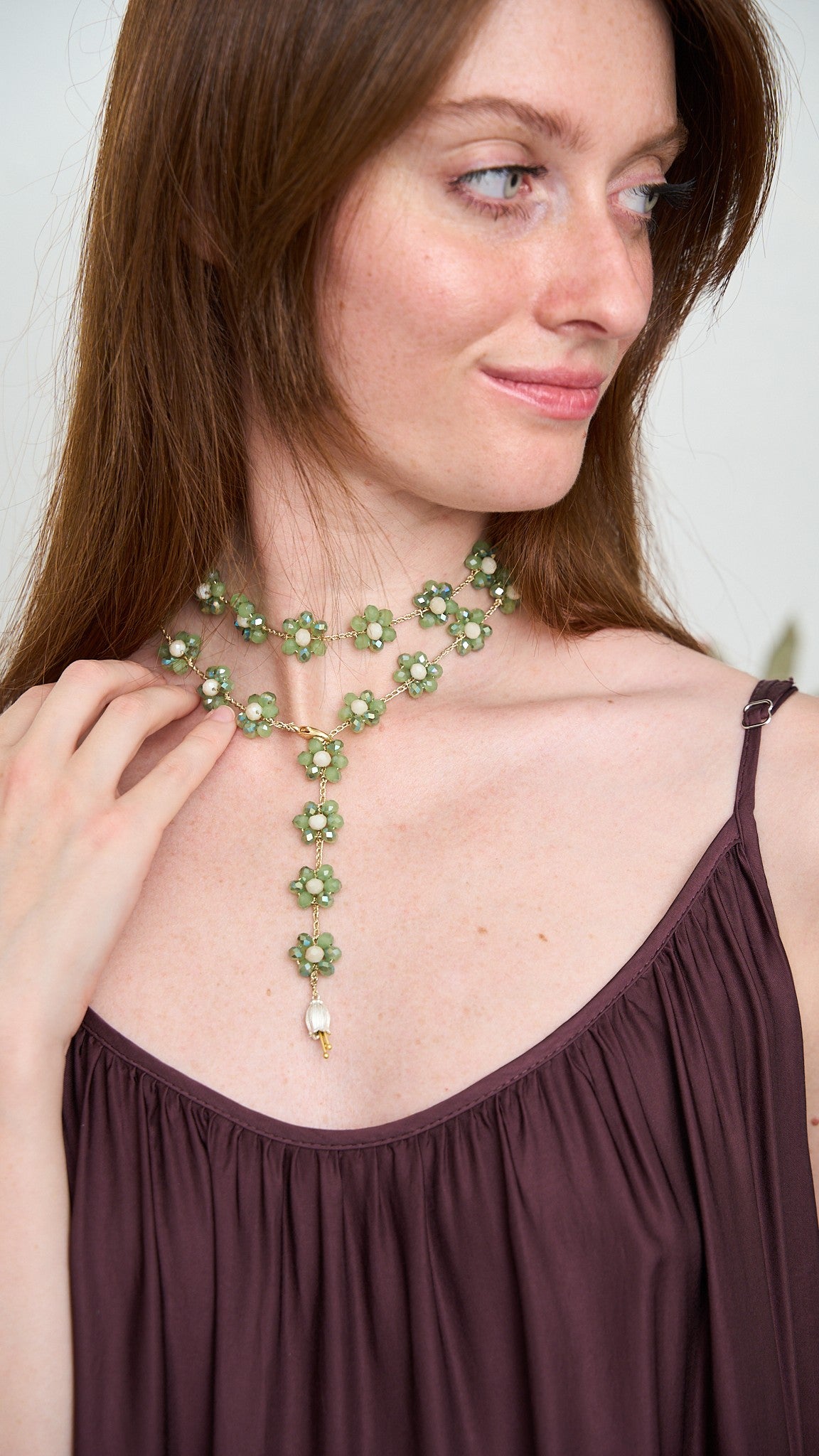 Via Roma - Collana "Fiore Maxi" Verde - Burro