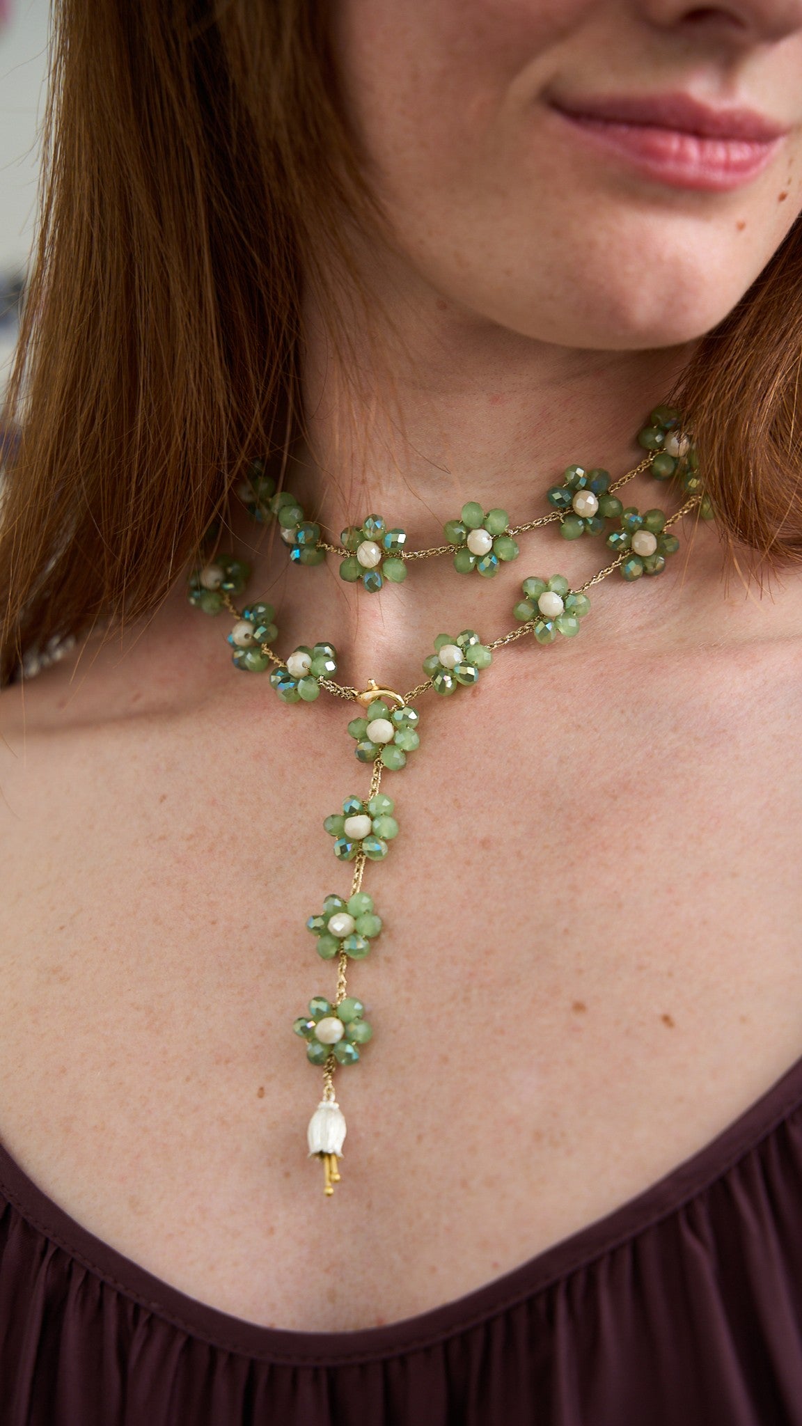 Via Roma - Collana "Fiore Maxi" Verde - Burro