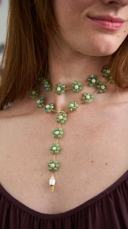 Via Roma - Collana "Fiore Maxi" Verde - Burro