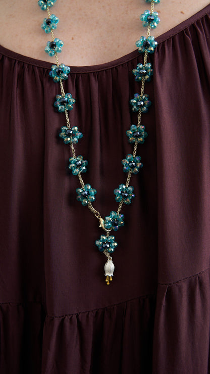 Via Roma - Collana "Fiore Maxi" Ottanio Trasparente - Blu
