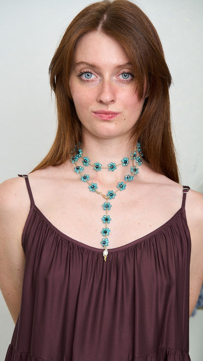 Via Roma - Collana "Fiore Maxi" Ottanio Trasparente - Blu