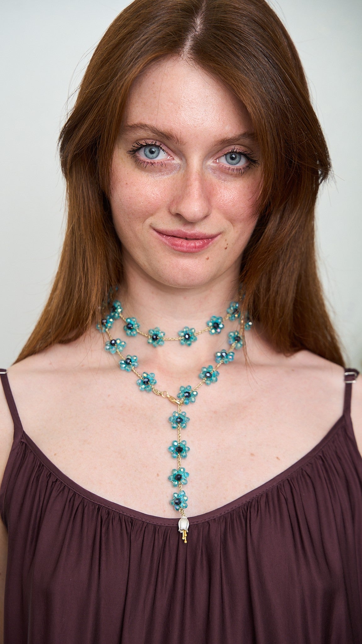 Via Roma - Collana "Fiore Maxi" Ottanio Trasparente - Blu