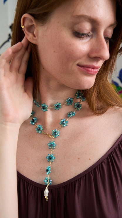 Via Roma - Collana "Fiore Maxi" Ottanio Trasparente - Blu