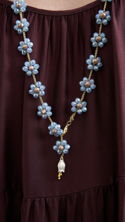 Via Roma - Collana "Fiore Maxi" Celeste Polvere - Beige