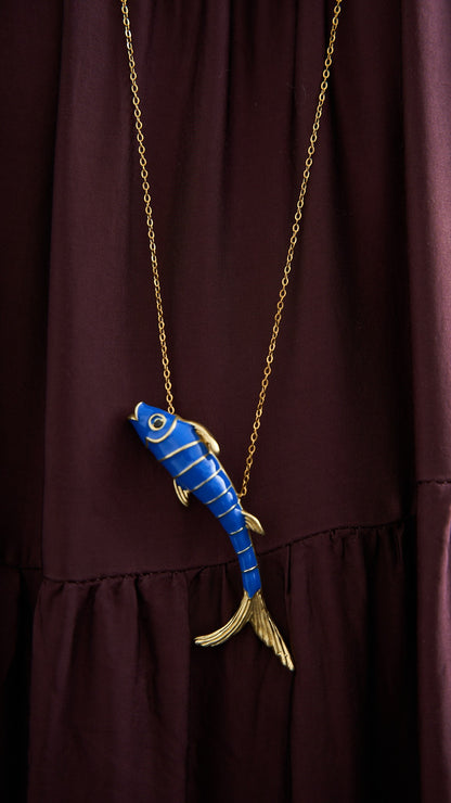 Via Roma - Collana "Pesce Luna" Blu - Dorato