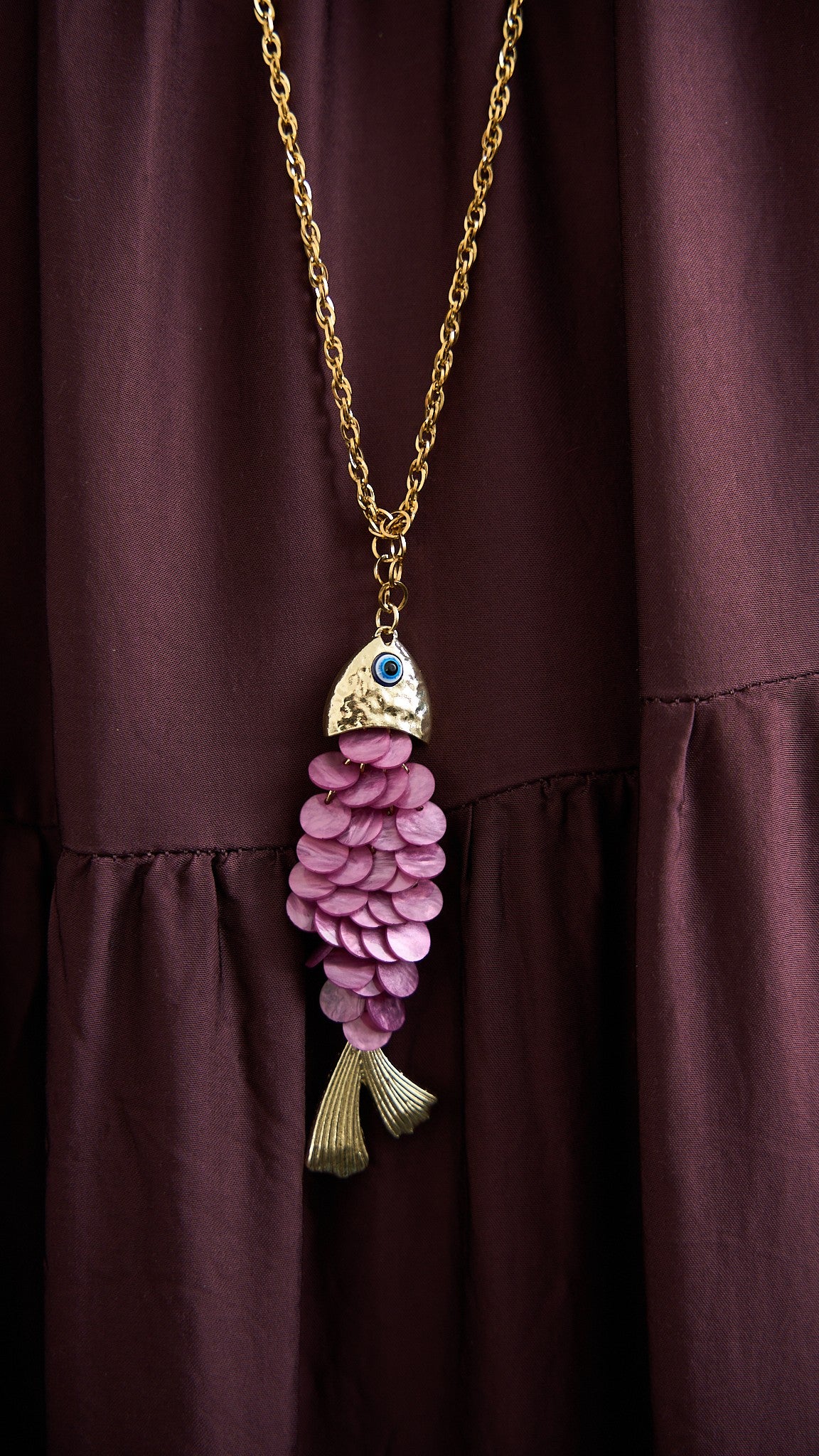 Via Roma - Collana "Brillapesce" Fucsia - Oro
