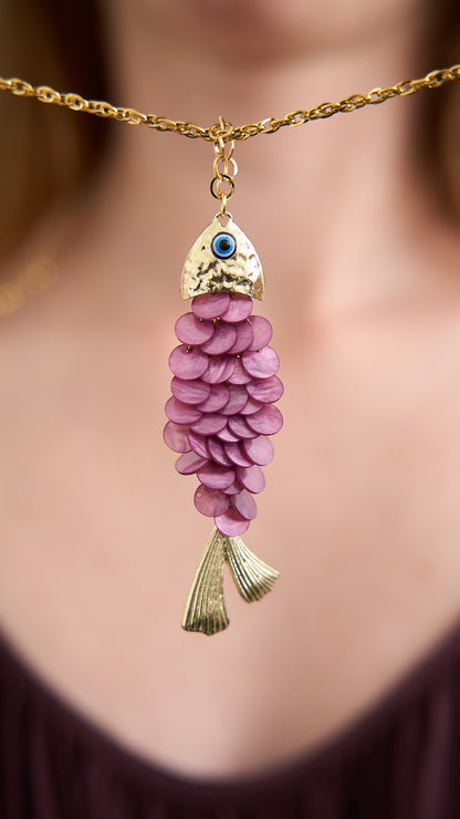 Via Roma - Collana "Brillapesce" Fucsia - Oro