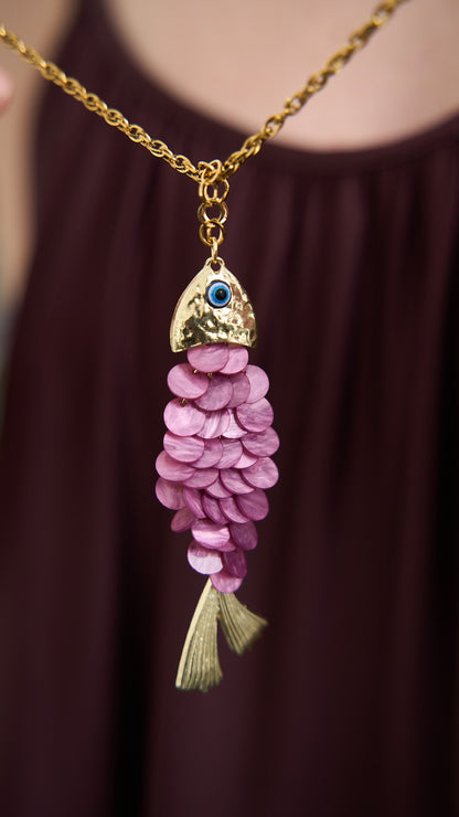 Via Roma - Collana "Brillapesce" Fucsia - Oro
