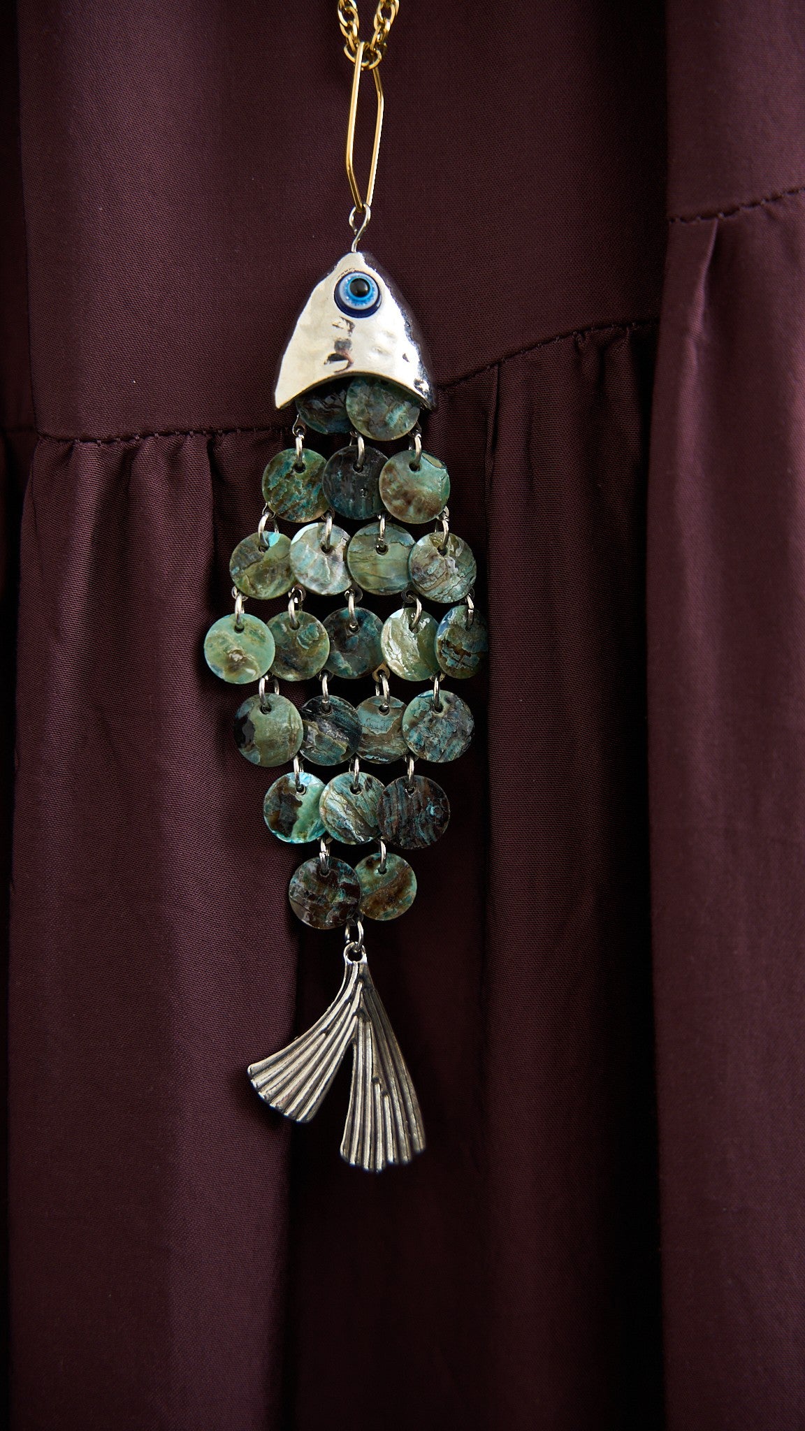 Via Roma - Collana "Brillapesce" Argento - Oro - Turchese striato
