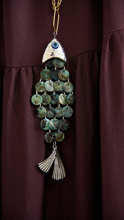Via Roma - Collana "Brillapesce" Argento - Oro - Turchese striato