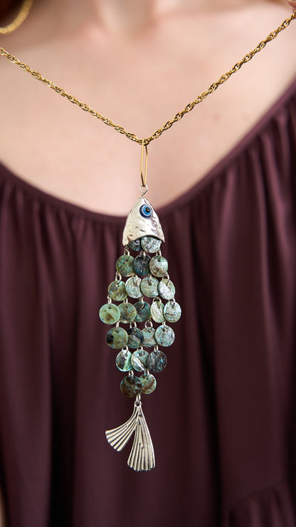 Via Roma - Collana "Brillapesce" Argento - Oro - Turchese striato