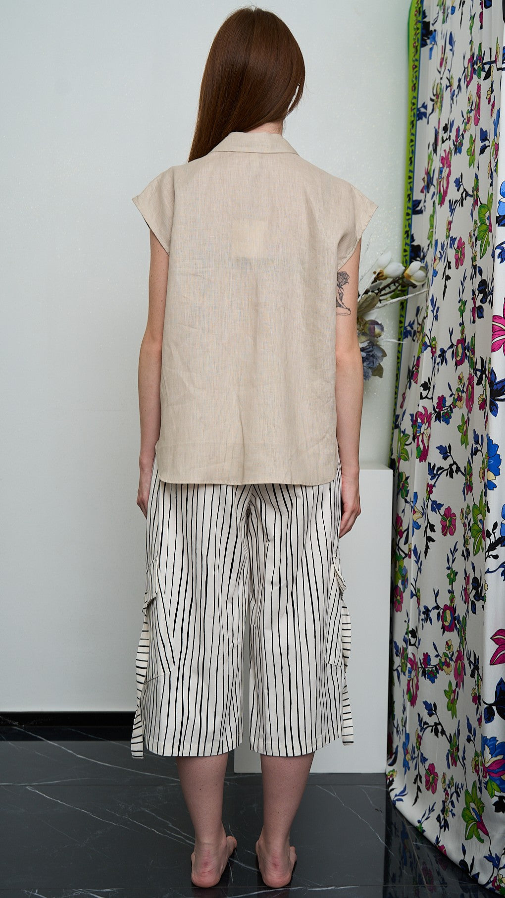 Tensione In - Camicia smanicata con tasca in paillettes - ART.S26CH12 - Sabbia