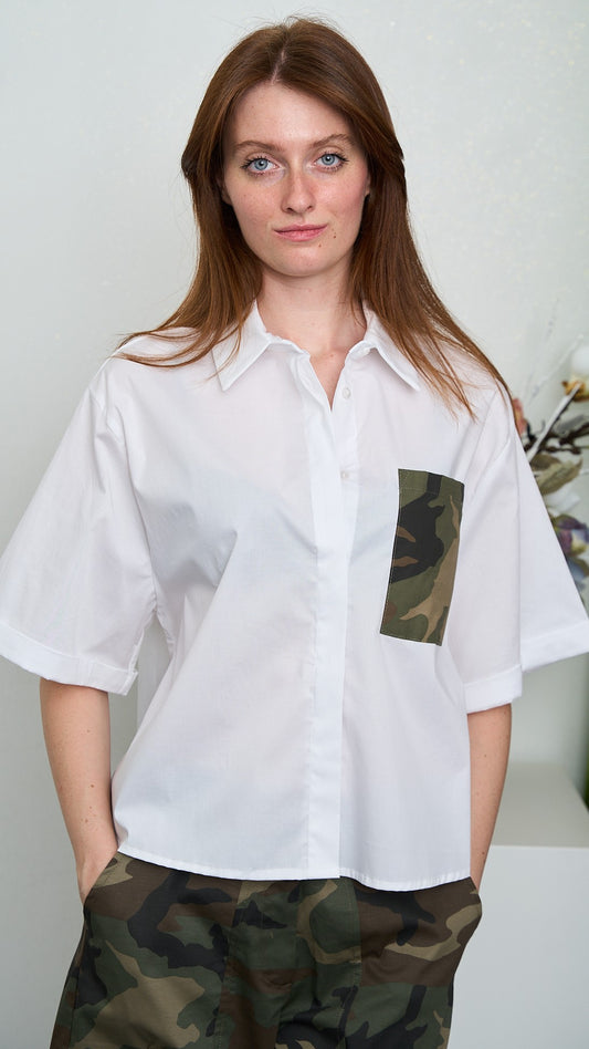 Tensione In - Camicia con taschino camo - ART.26C5229 - Bianco - Camouflage