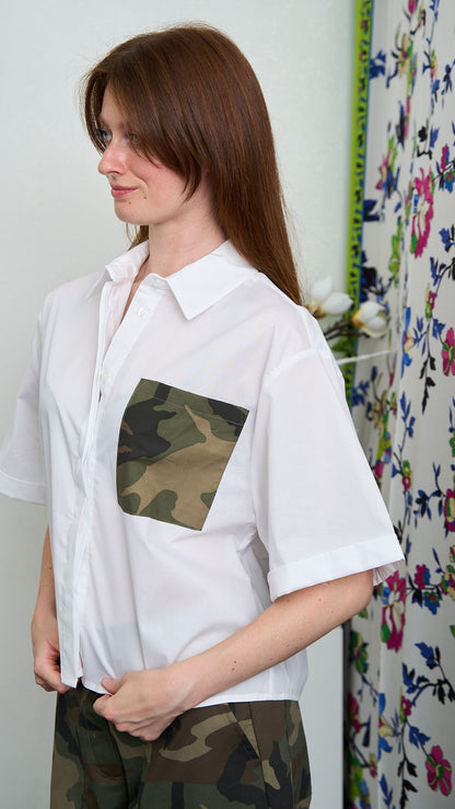Tensione In - Camicia con taschino camo - ART.26C5229 - Bianco - Camouflage