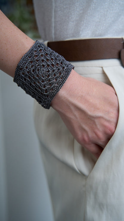 Via Roma - Bracciale "Crochet" Grigio Scuro