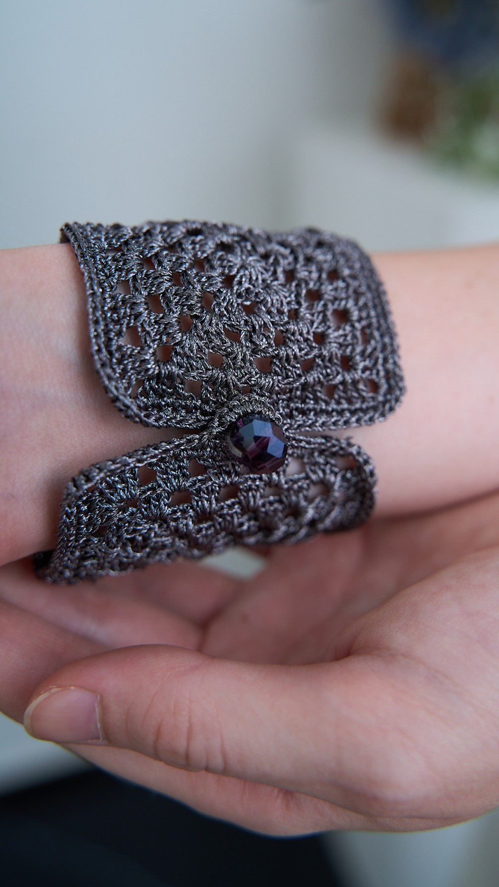 Via Roma - Bracciale "Crochet" Grigio Scuro