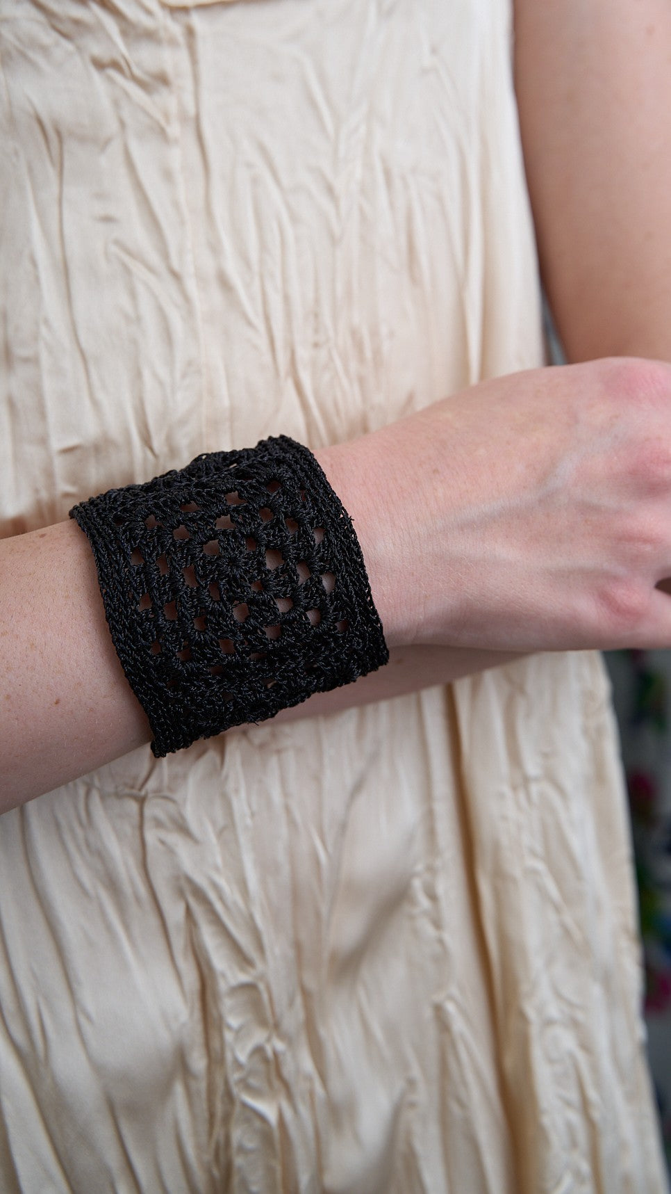 Via Roma - Bracciale "Crochet" Nero