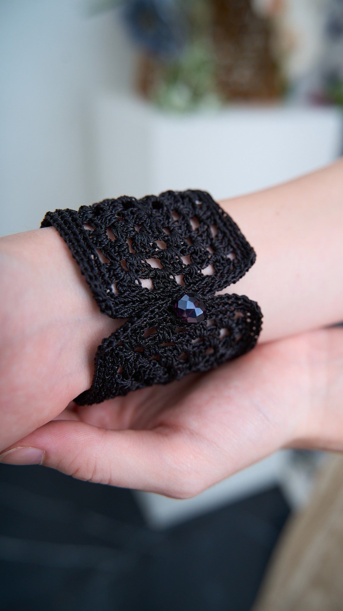 Via Roma - Bracciale "Crochet" Nero