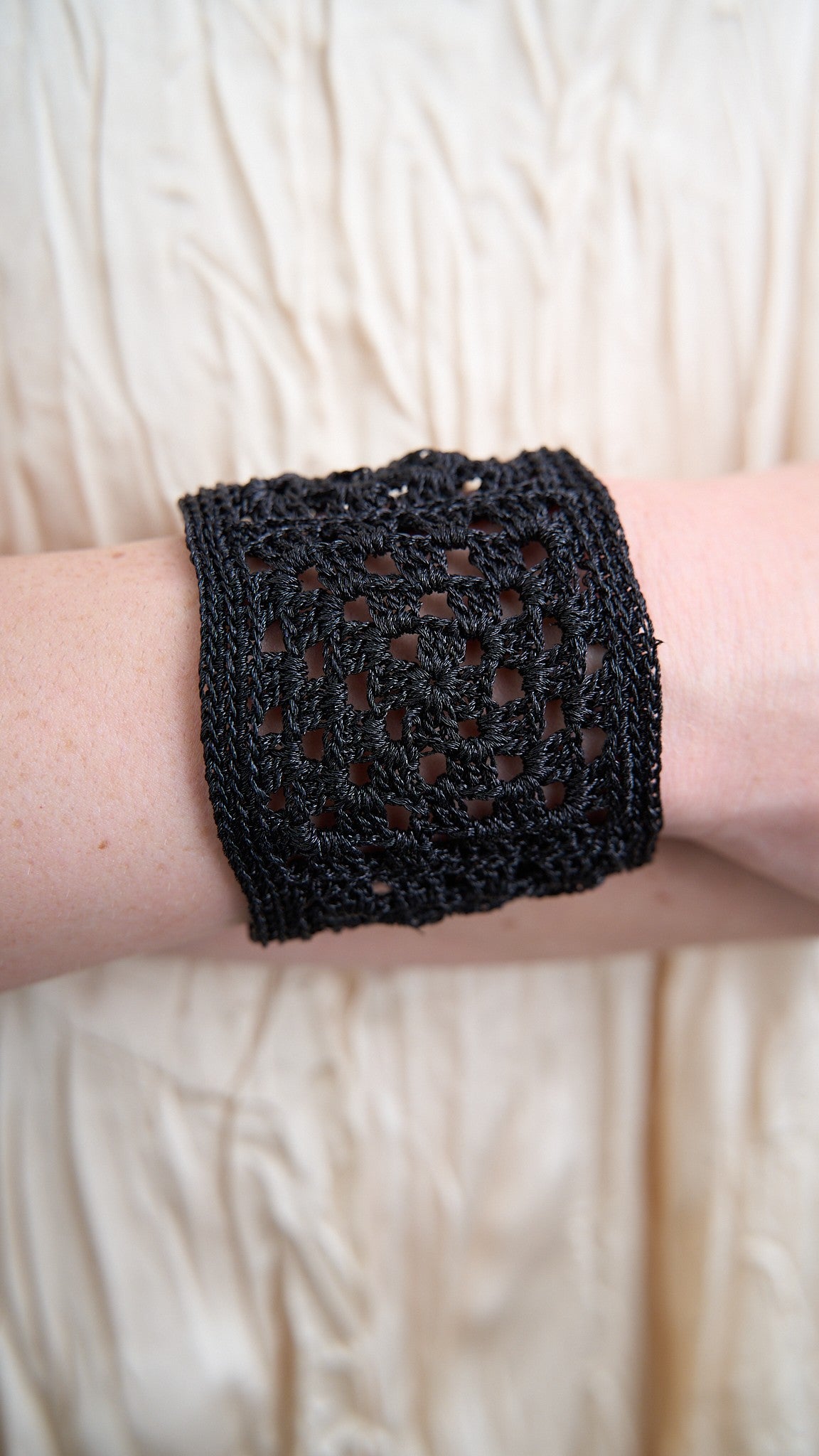 Via Roma - Bracciale "Crochet" Nero