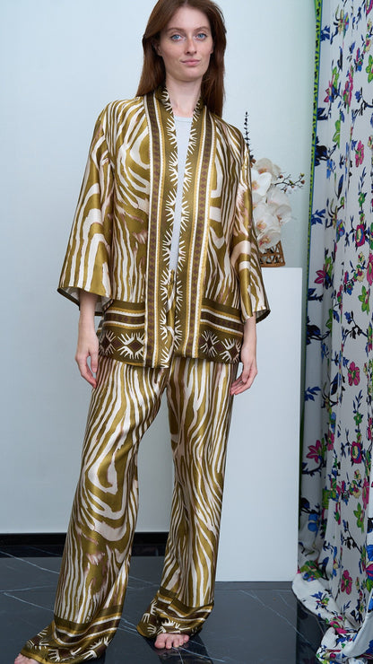 Via Roma - Completo fantasia con giacca kimono Moro - Verde - Beige