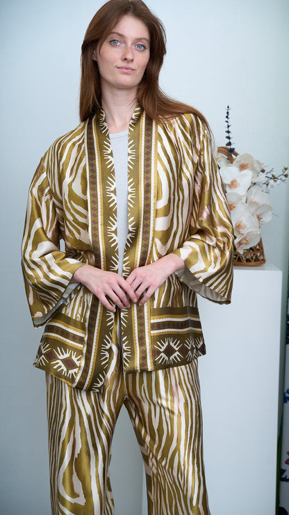 Via Roma - Completo fantasia con giacca kimono Moro - Verde - Beige