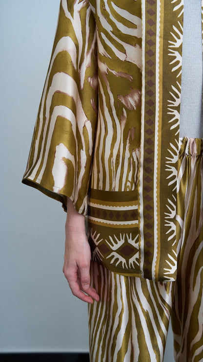 Via Roma - Completo fantasia con giacca kimono Moro - Verde - Beige