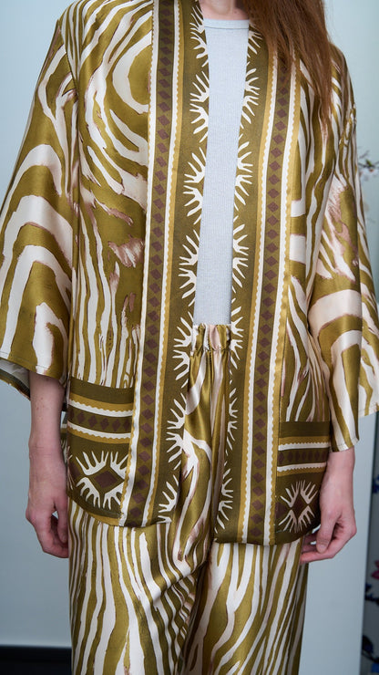 Via Roma - Completo fantasia con giacca kimono Moro - Verde - Beige