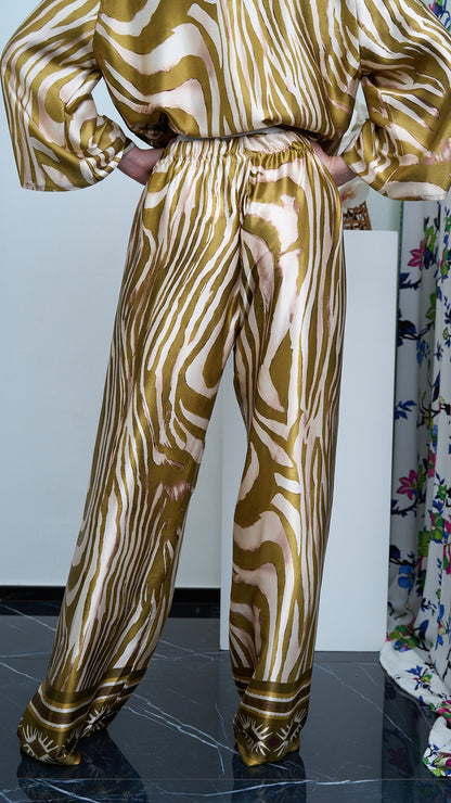 Via Roma - Completo fantasia con giacca kimono Moro - Verde - Beige