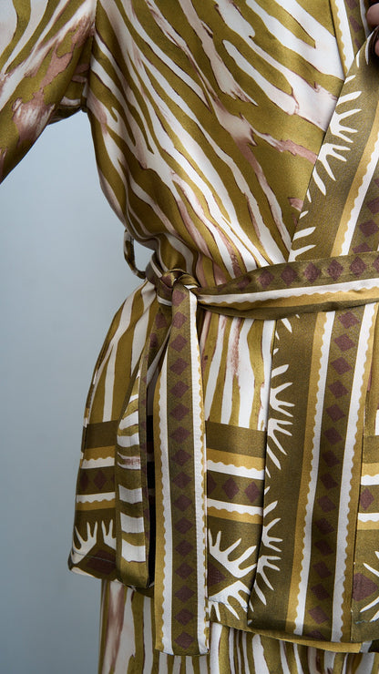 Via Roma - Completo fantasia con giacca kimono Moro - Verde - Beige