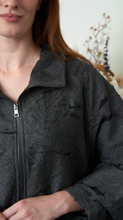 Via Roma - Bomber in jacquard effetto dévoré - Grigio antracite - ART.26AI20003900