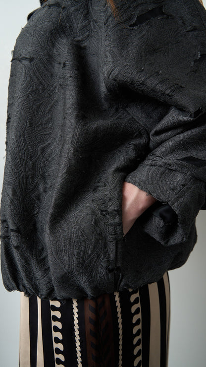 Via Roma - Bomber in jacquard effetto dévoré - Grigio antracite - ART.26AI20003900
