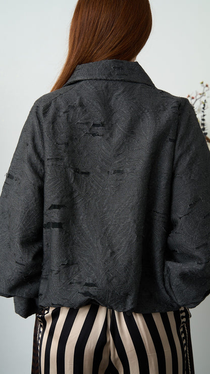 Via Roma - Bomber in jacquard effetto dévoré - Grigio antracite - ART.26AI20003900