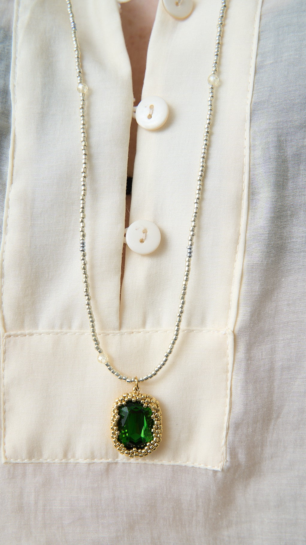 Via Roma - Collana "Cassandra" - Argento - Dorato - Verde