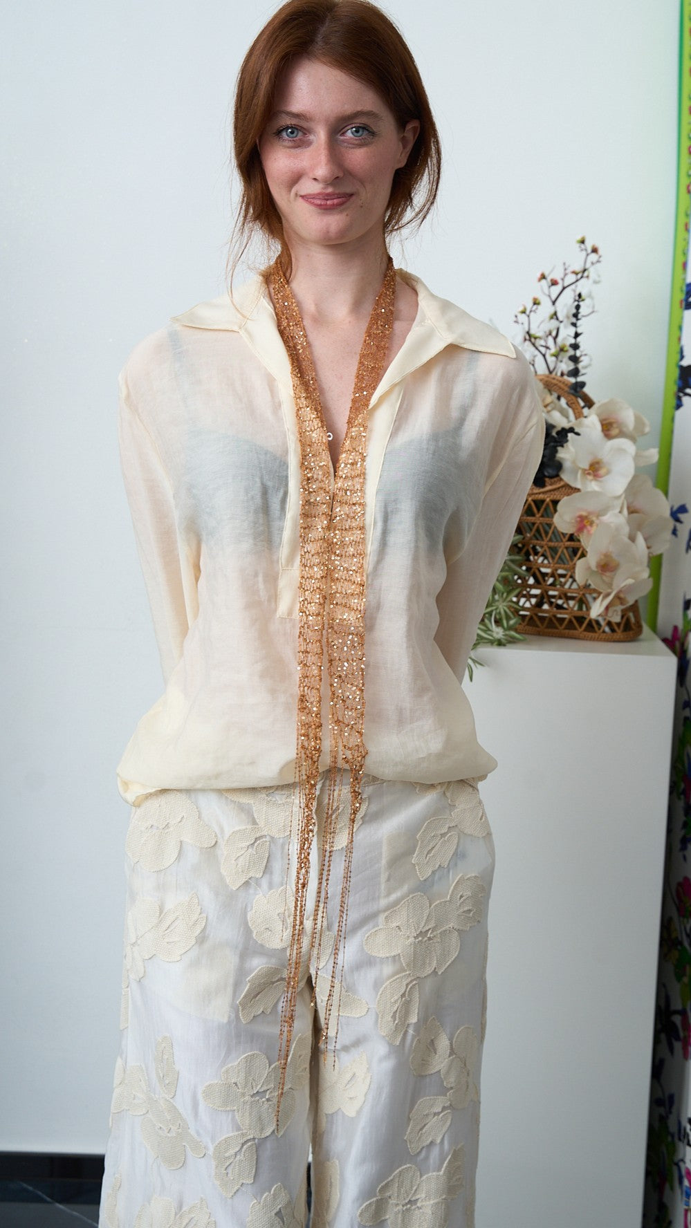 Via Roma - Foulard a maglia - Rame - Ambra - Dorato
