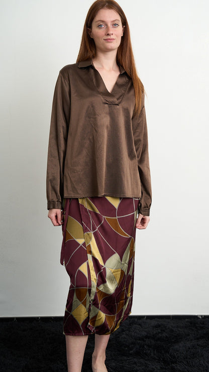 Via Roma - Blusa con scollo a V - Cioccolato - ART.26AI4000760