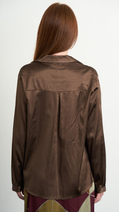 Via Roma - Blusa con scollo a V - Cioccolato - ART.26AI4000760