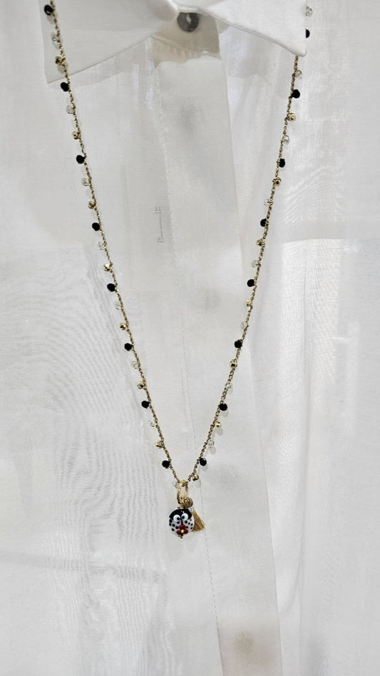 Via Roma - Collana "Coccinella" Nero - Bianco - Dorato - Trasparente
