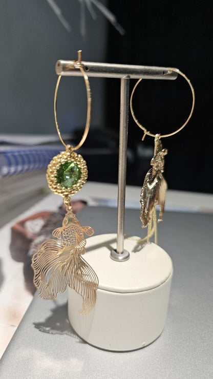 Via Roma - Orecchini "Mix and Match" Dorato - Verde